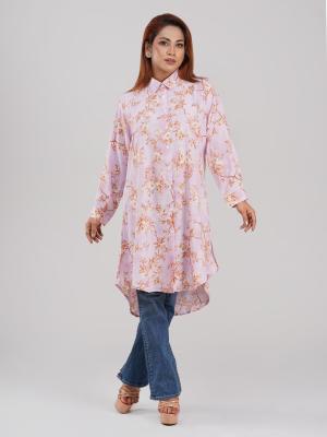 Ladis Long Shirt Contemporary Long Shirt with Asymmetric A-Line Silhouette