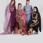 Exclusive Three-Piece Long Open-Front Kurti with Sequence Embroidery Neckline, Screenprint Panel & Matching Pant