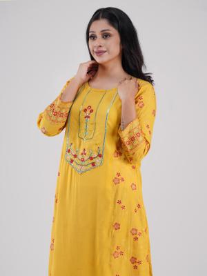 2-Pices set Decorative Embroidery and Matching Straight Pants Premium quality