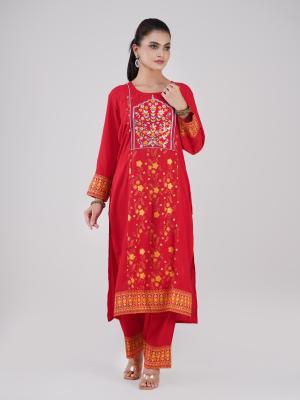 2-Pices set Decorative Embroidery and Matching Straight Pants Premium quality