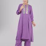 2-Pices set Decorative Embroidery and Matching Straight Pants Premium quality